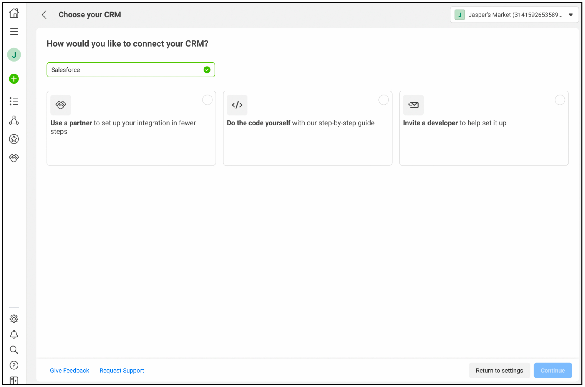 Updated onboarding header and setup options