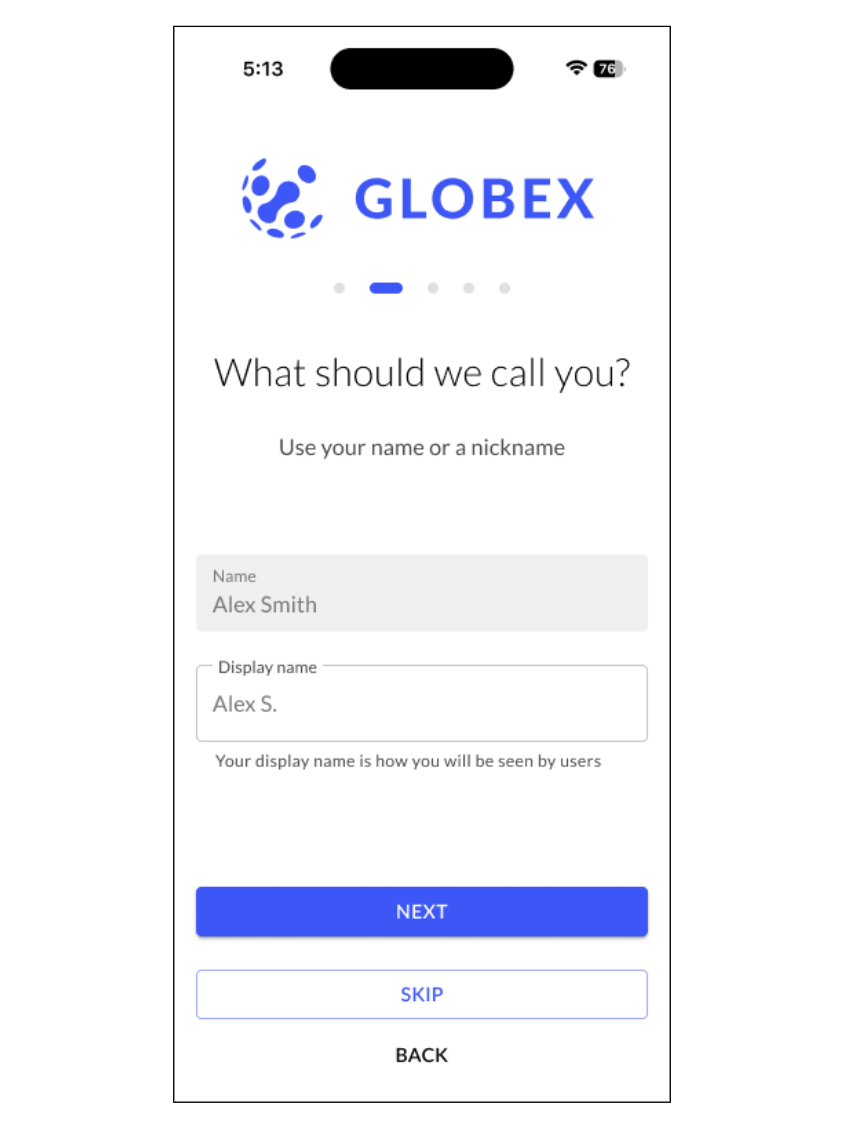 Onboarding flow
