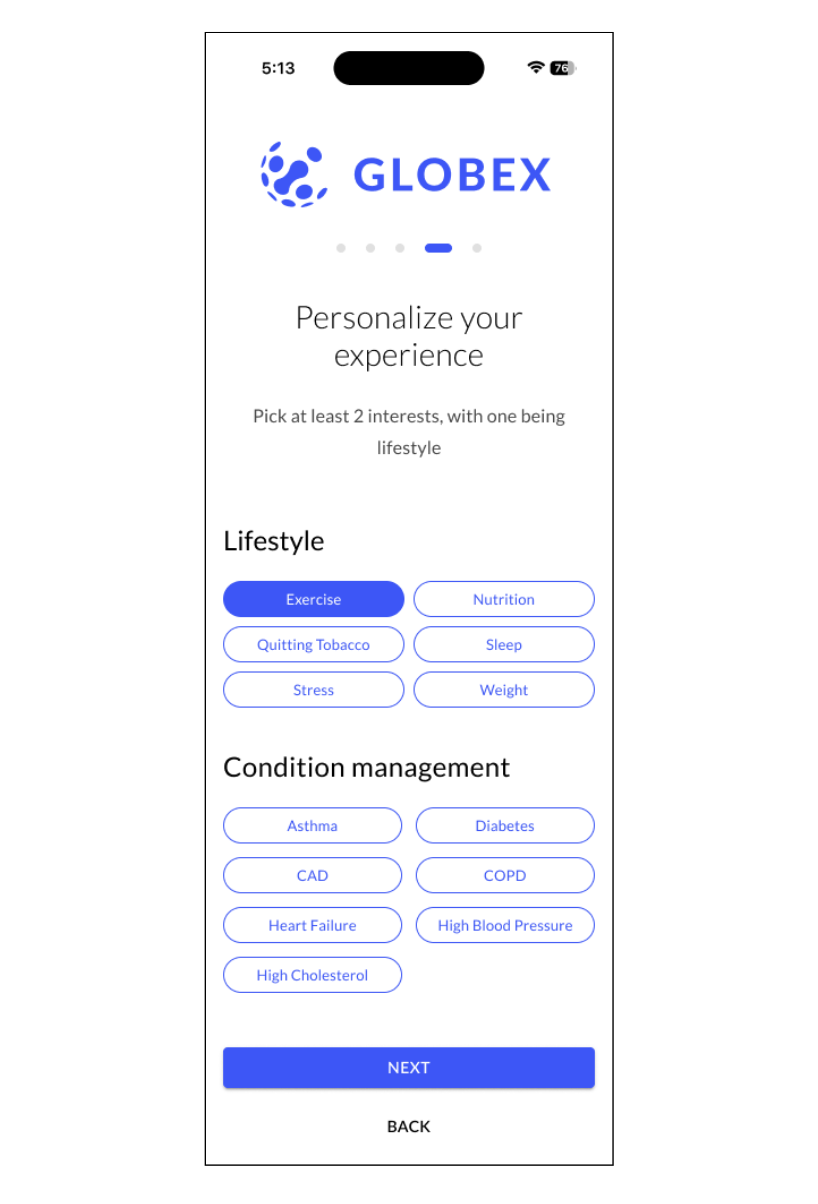 Onboarding flow