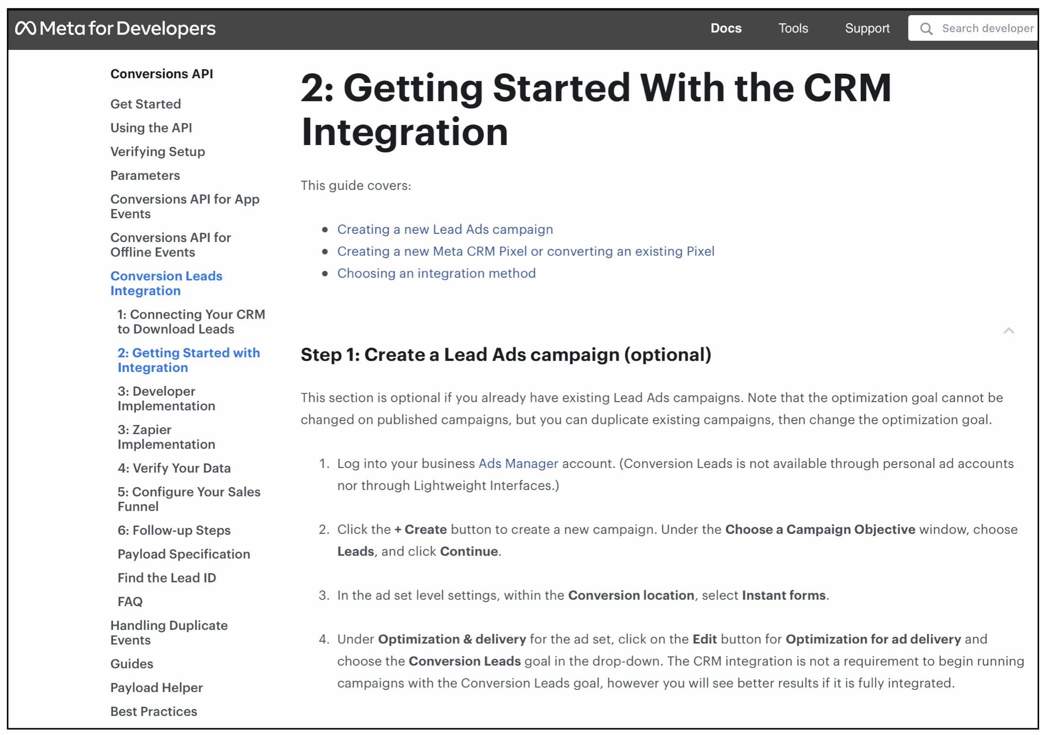Meta developer implementation documentation